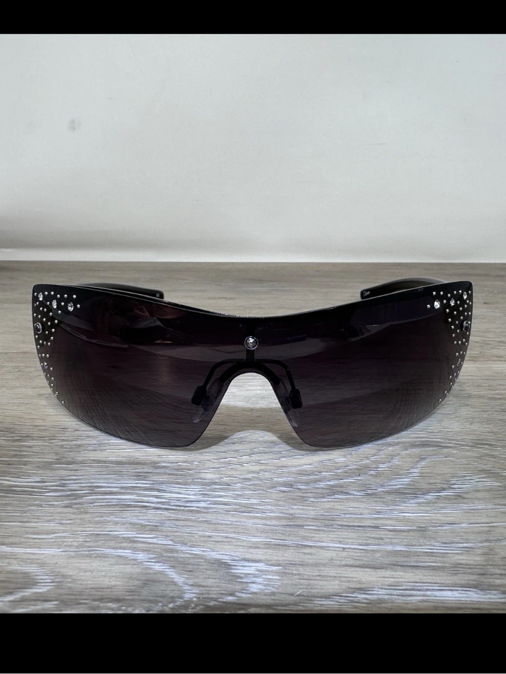 Foster Grant Purple Rhinestone Sunglasses Rimless Oversized Tinted Embellished